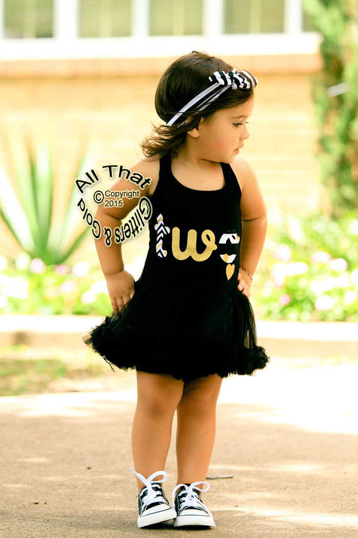 Cute 2nd Birthday Dresses - Black and White Two Glitter ...