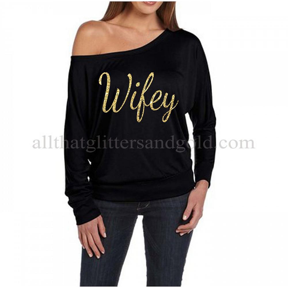 Wifey off best sale the shoulder sweatshirt