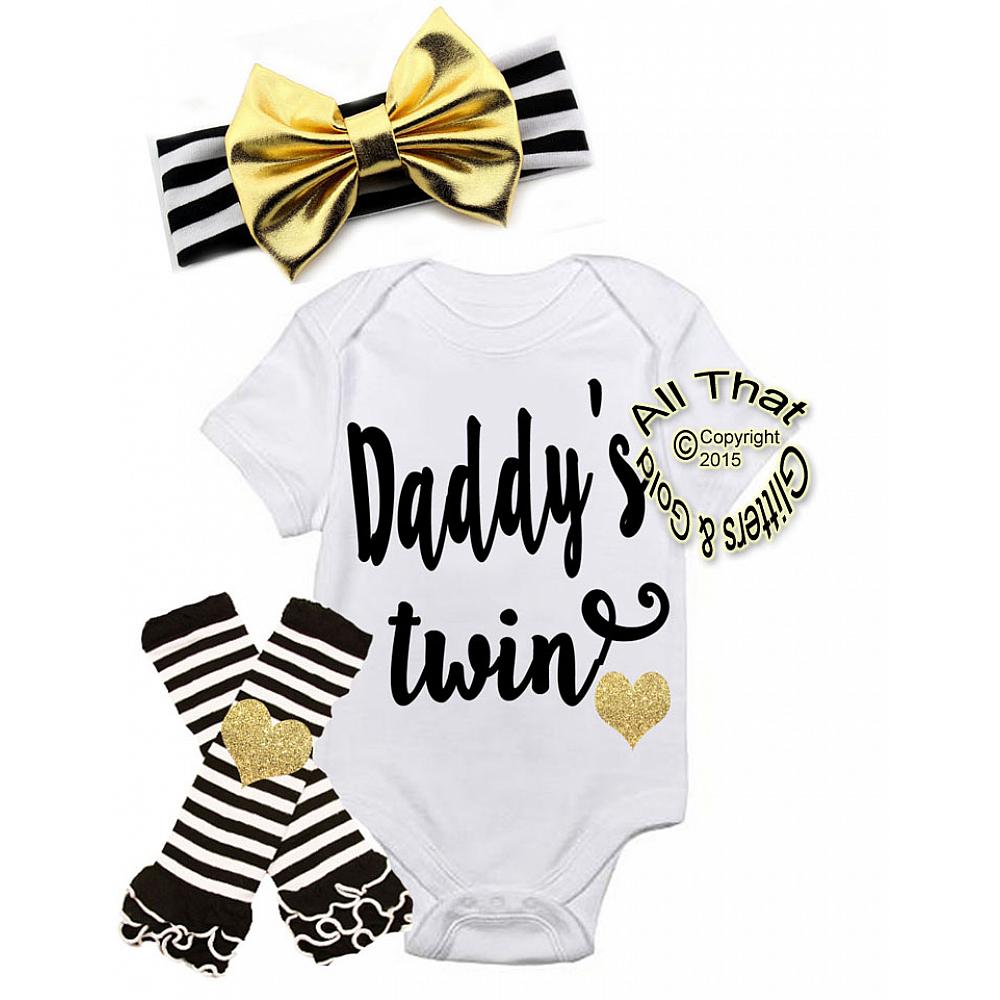 First Outfit For Baby Girl Daddy's Twin - Baby Clothes Outfits - Black and  Gold