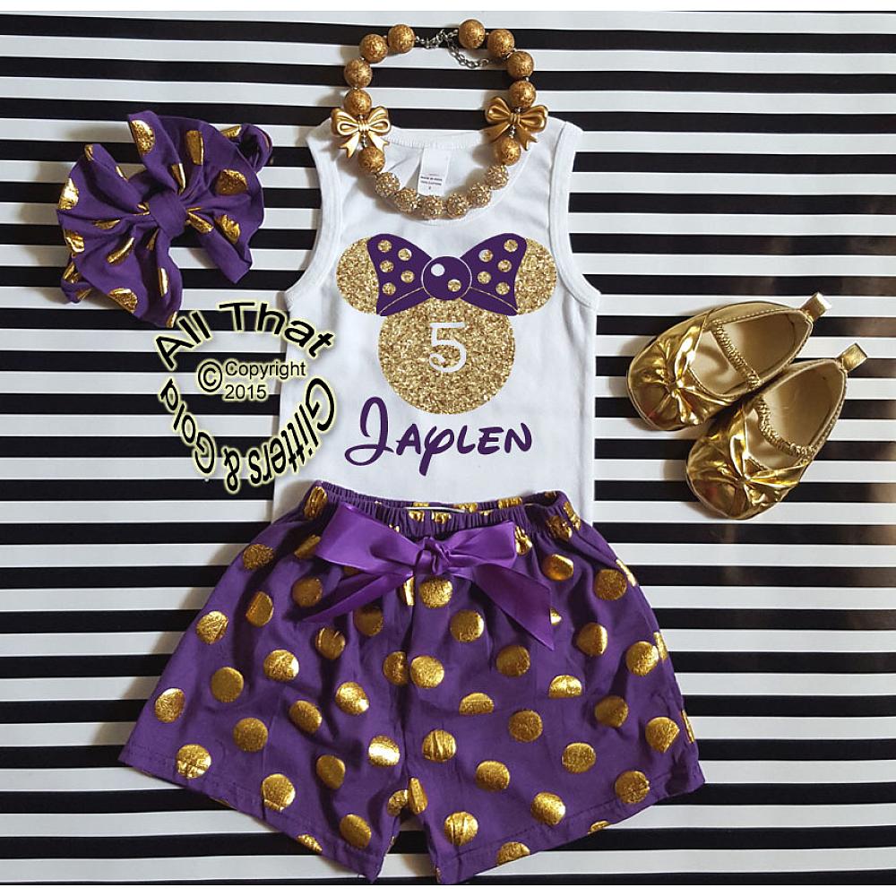 Cute Minnie Birthday Outfits For Toddlers 1st 2nd 3rd 4th Purple