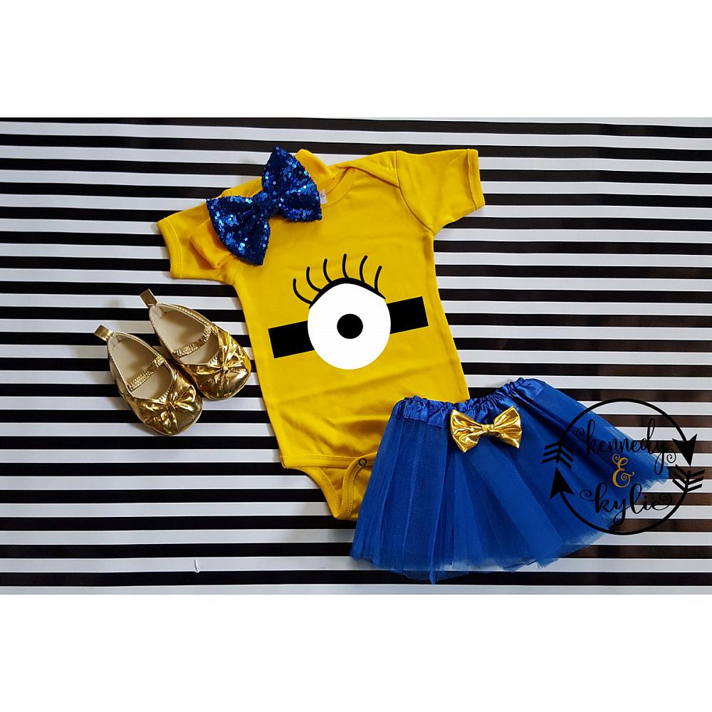 Minion Birthday Tutu Costume For Baby Girls Toddler 0 3 Months To Size 6