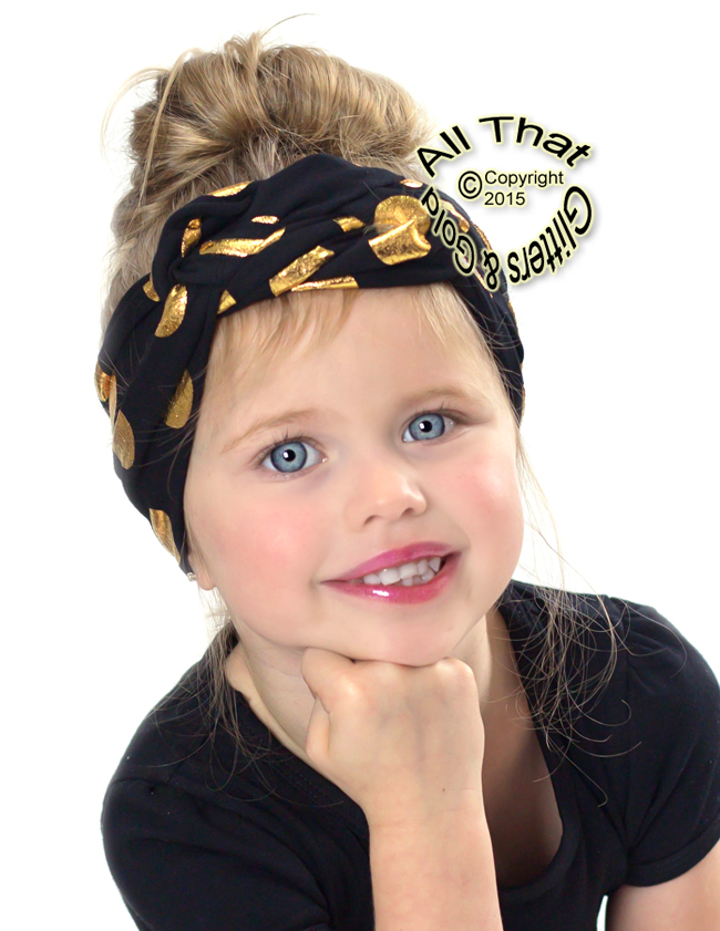 Gold Metallic Polka Dot Turban Wrap 