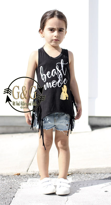 Beast Mode Fringe Tank Top Shirts For Toddlers and Big Girls
