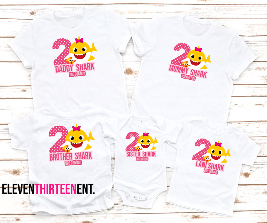 Hot Pink and Yellow Baby Shark Family Birthday Shirts - Can Be Made With Any Age!