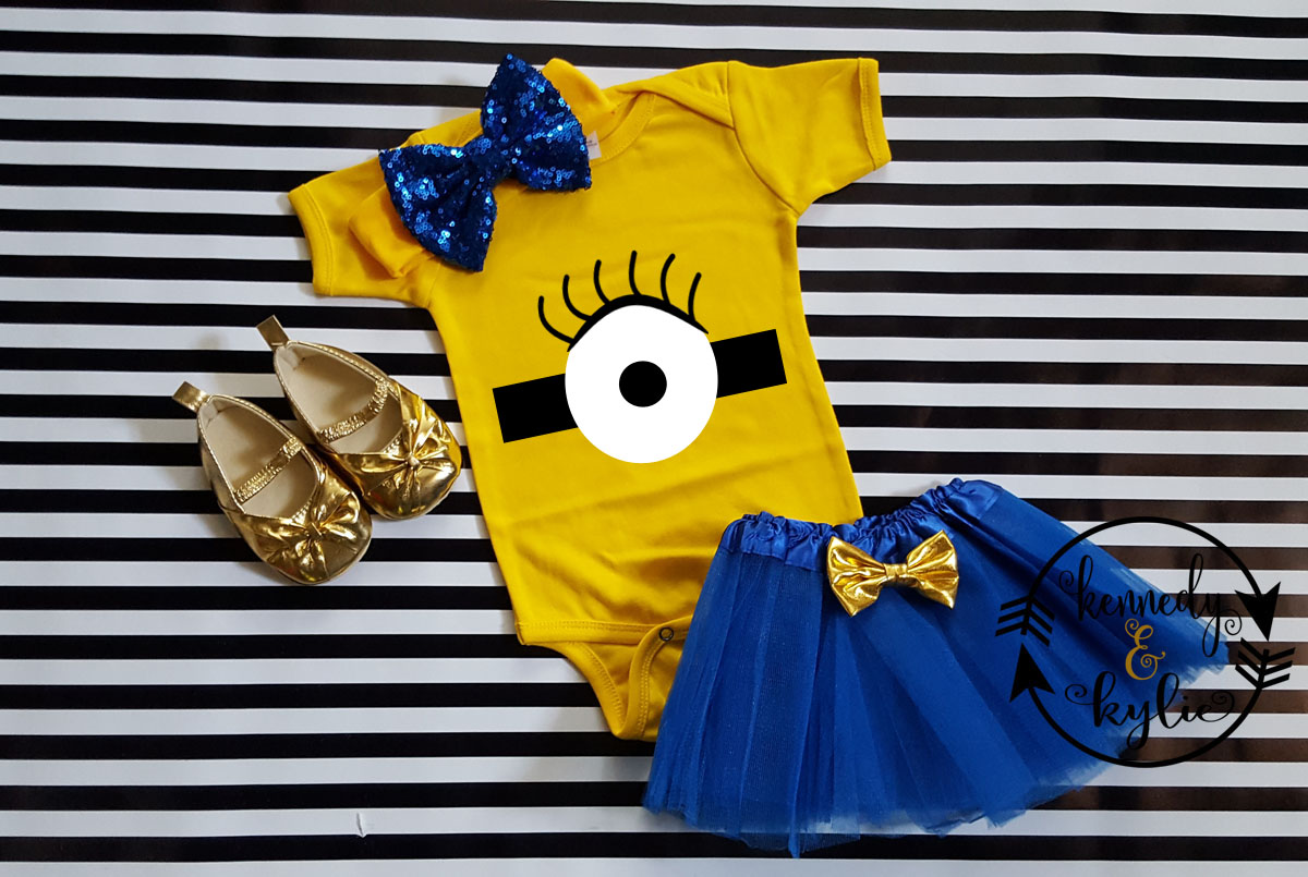 Cute Minion Birthday Tutu Costume For Baby Girls and Little Girls