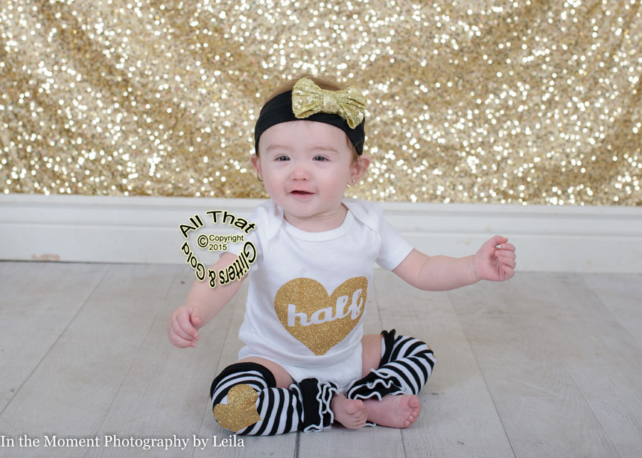 Black, White and Gold Glitter Half Baby Girl Birthday Outfit