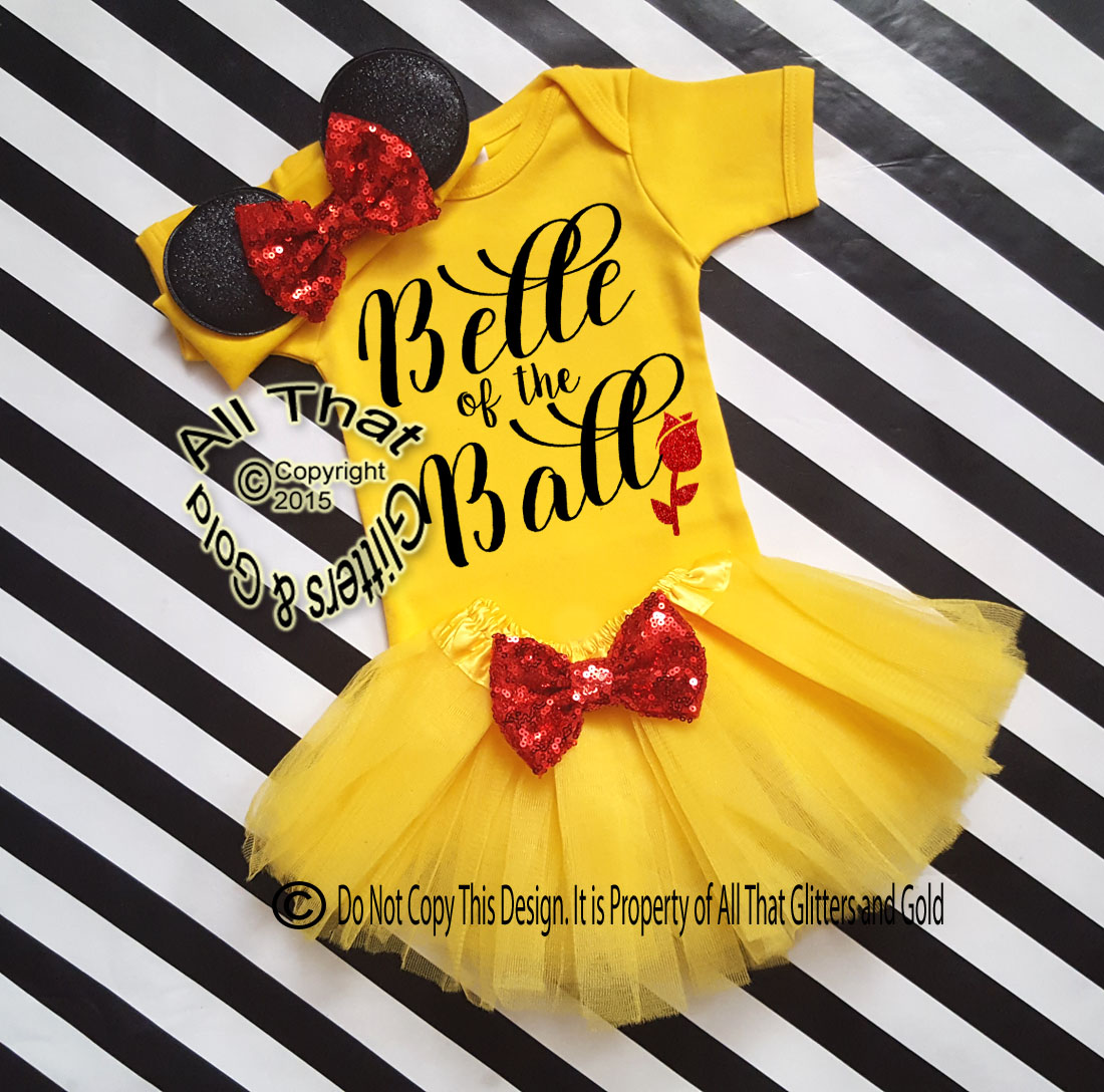 Cute Belle Inspired Birthday Tutu Costume For Baby Girls and Little Girls