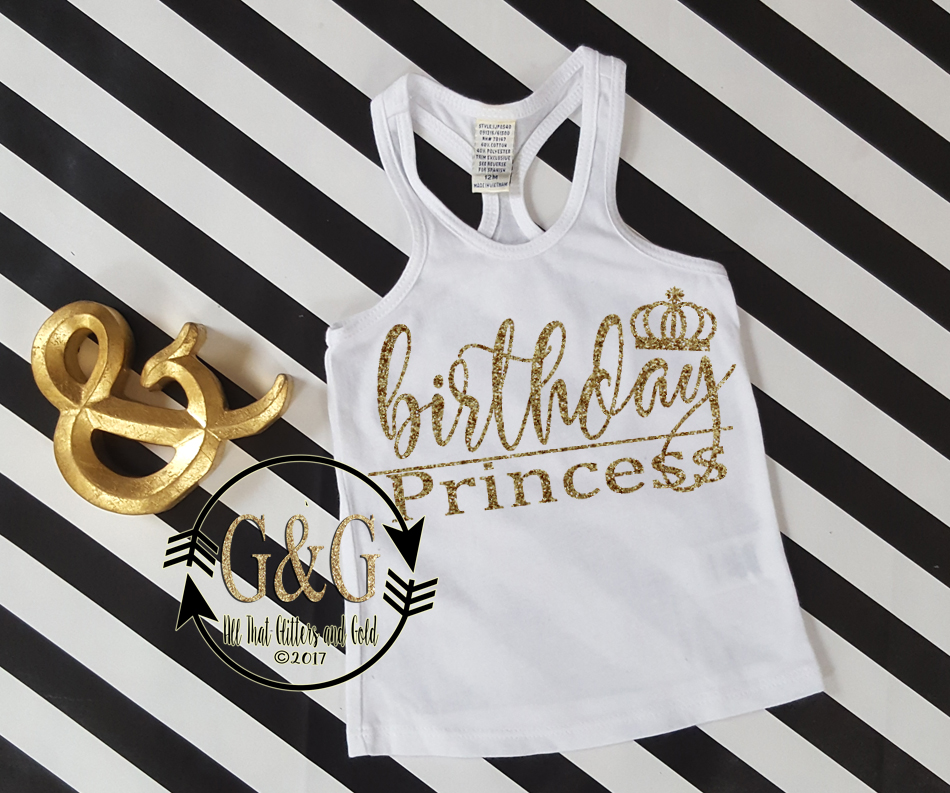 Glitter Birthday Princess Shirts For all Ages - Many Glitter Colors Available