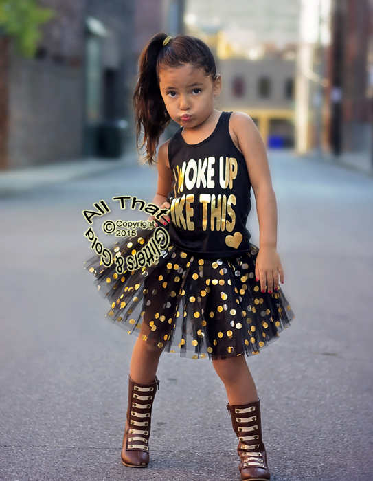 Black and Gold I Woke Up Like This Shirts For Toddler Girls