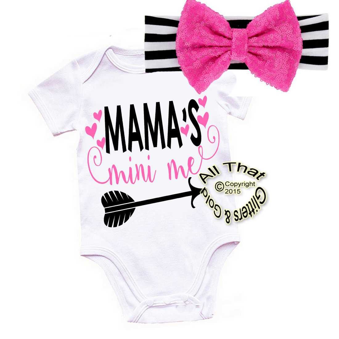 Black, Hot Pink and White Mama's Mini Shirt or Outfit For Girls