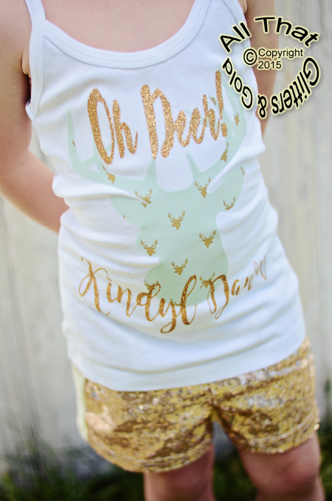 Personalized Oh Deer Mint and Gold Deer Shirt For Girls