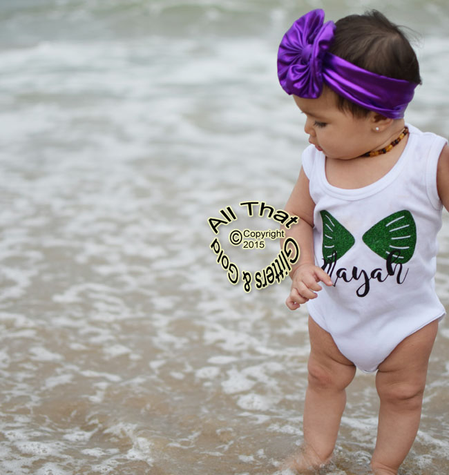 Personalized Mermaid Shells Shirt For Baby Girls and Little Girls