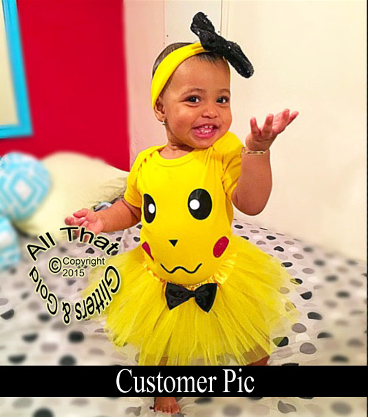 Cute Pikachu Birthday Tutu Costume For Baby Girls and Little Girls