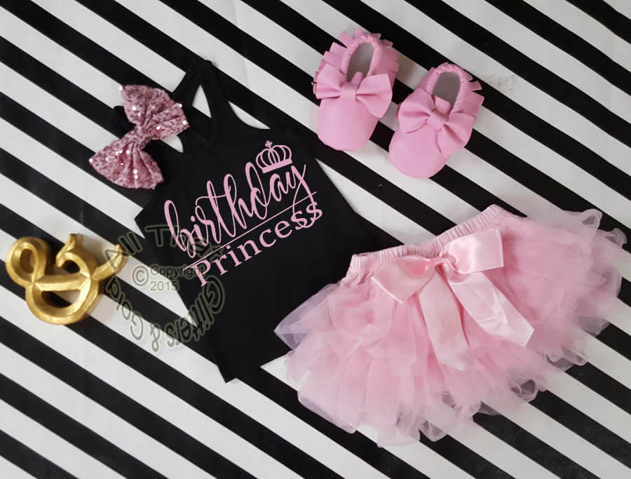 Black and Pink Birthday Princess Outfit With Pink Tutu Skirt