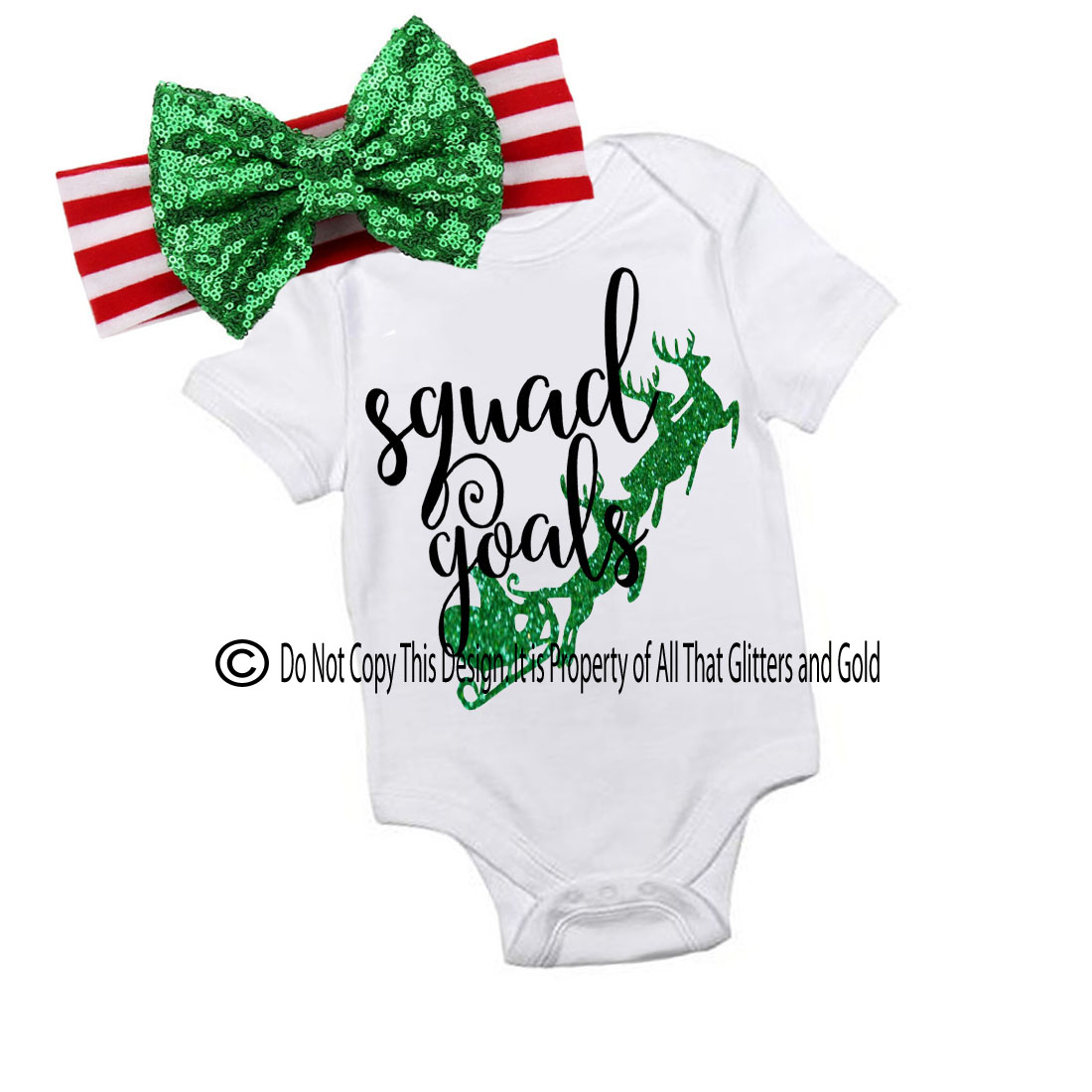 Glitter Squad Goals New Handmade Christmas Outfit For Baby Girls and Little Girls