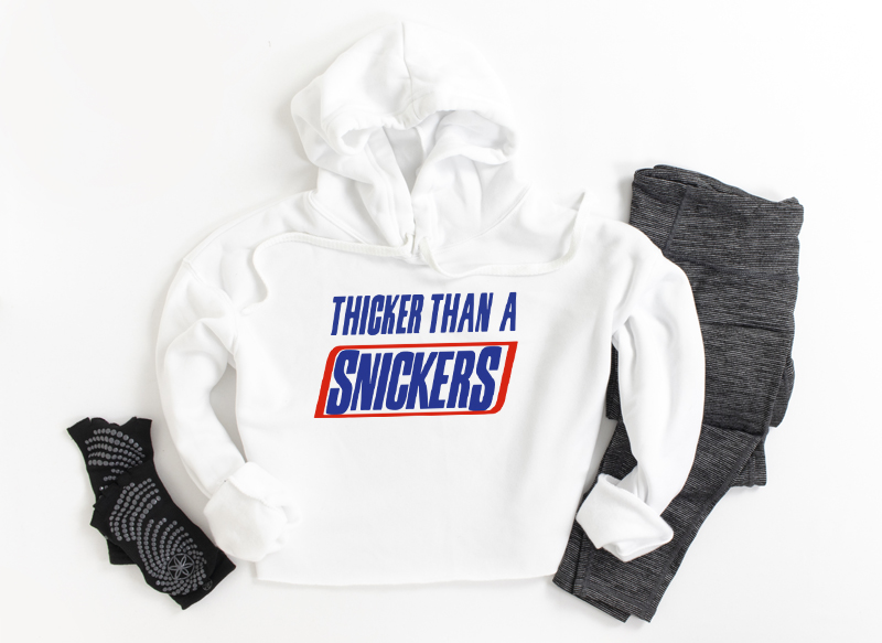 Thicker Than A Snickers Cropped Hoodie