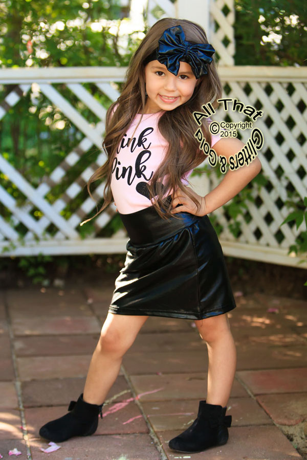 Faux Black Leather Pencil Skirts For Girls