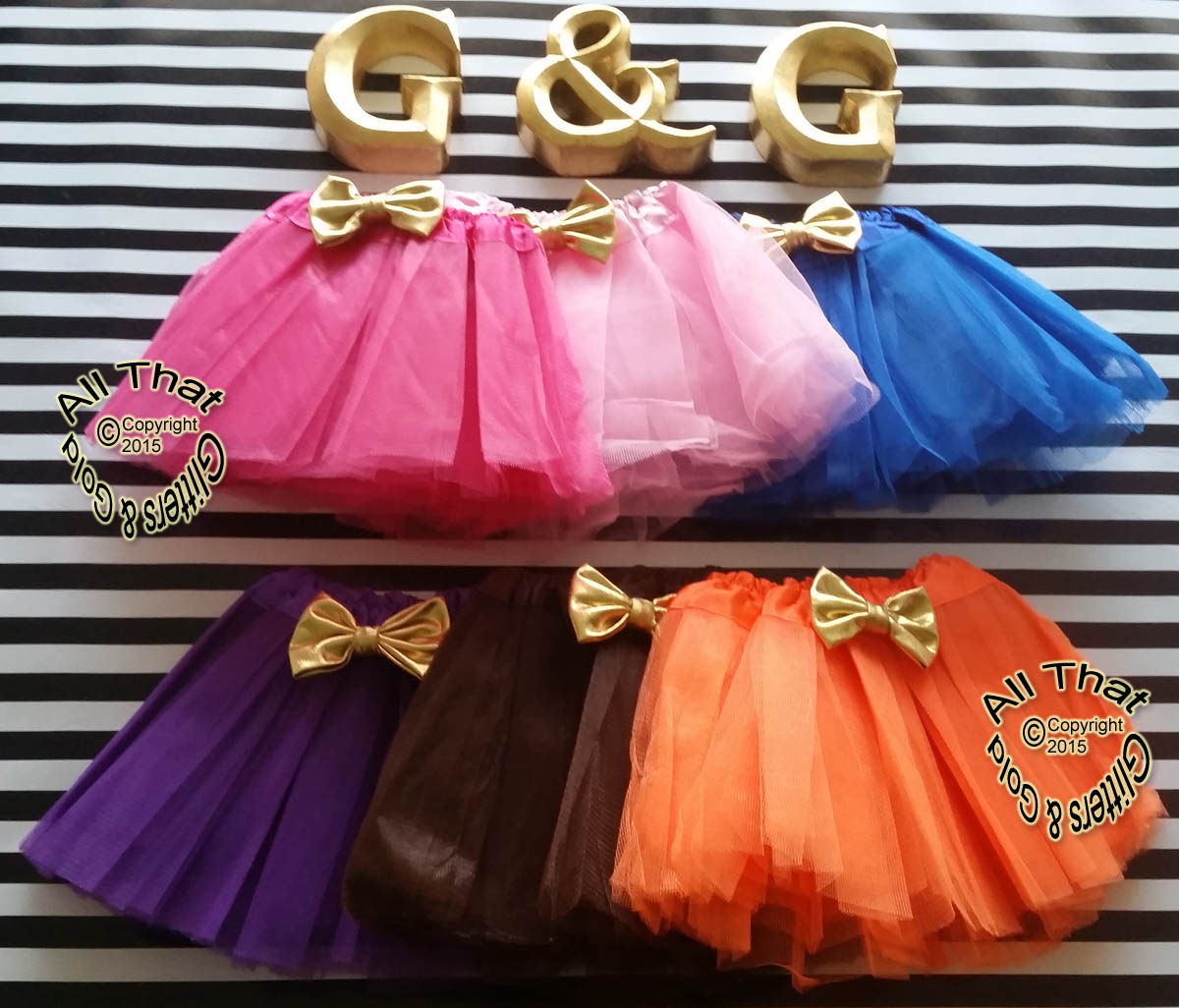 Tutu Skirts For Baby Girls and Little Girls With Gold Bow