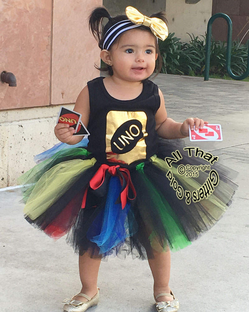 Gold Uno One Year Old 1st Birthday Tutu Outfit