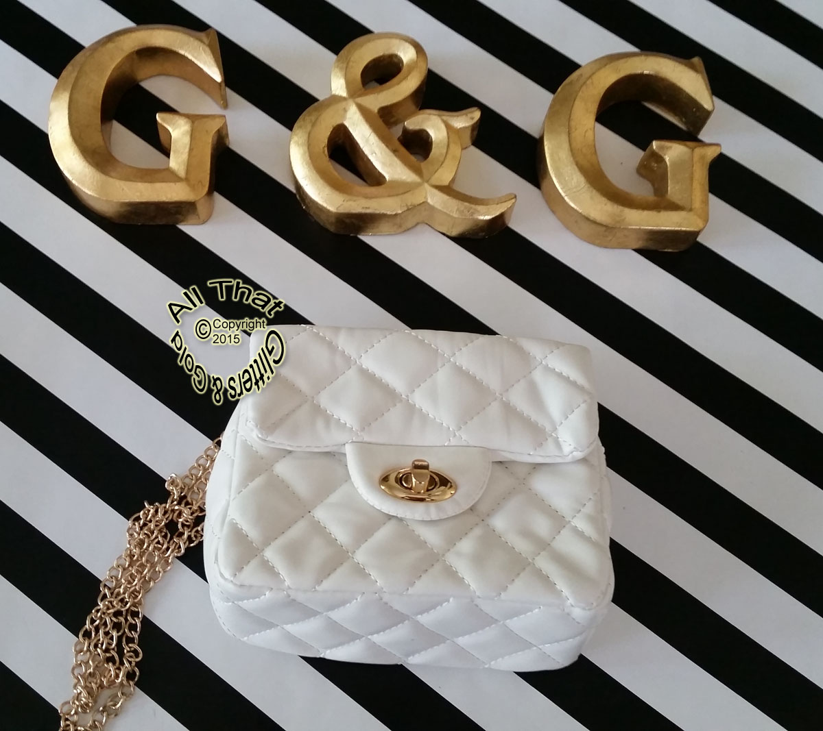 White Quilt Faux Leather Designer Inspired Handbag Purses for