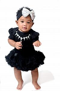 Black Panther Tutu Costume For Baby Girls With a Matching Headband Sizes 0-3 Months to 12-18 Months