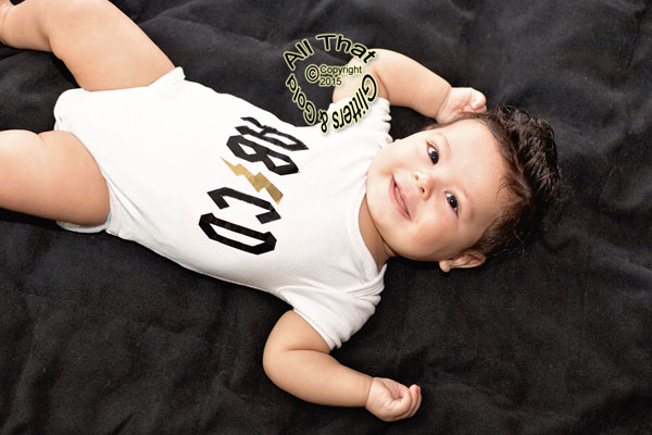 Black and Gold Glitter ABCD Punk Rock Baby Girl and Boy Bodysuit