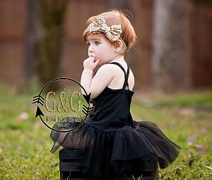 Black and Gold Glitter Birthday Girl Tutu Dresses For Baby Girls First Birthday