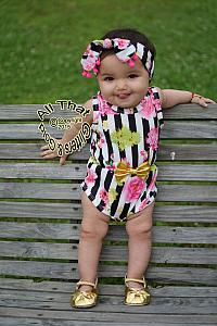 Black, White and Floral Baby Girls & Little Girls Tank Sleeveless Bodysuits Rompers
