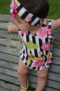 Black, White and Floral Baby Girls & Little Girls Tank Sleeveless Bodysuits Rompers