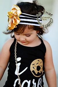 Black White and Gold Big Metallic Gold Flower Baby Little Girls Headbands