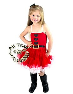 Black and Gold Glitter Santa Suit Christmas Tutu Dress For Little Girls