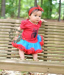 Cute 2 Piece Spiderman Tutu Onesie Outfit For Baby Girls