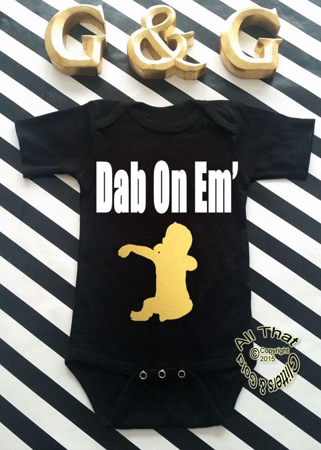 Black and Gold Dab On Em Baby Boy and Little Boys Shirt
