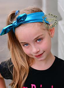 Electric Blue Metallic Knot Baby and Little Girls Stretch Headbands