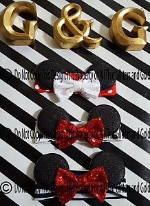 Sequin Glitter Mouse Ears Baby and Little Girls Big Bow Headbands