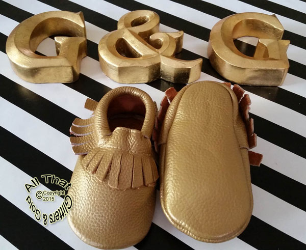 Leather Dark Gold Soft Soled Baby Fringe  Moccasin Shoes