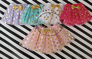 Gold Polka Dot Tutu Skirts For Baby Girls and Little Girls