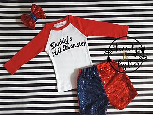 Cute Harley Quinn Shorts Costume For Baby Girls and Little Girls