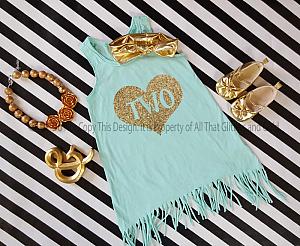 Mint and Gold Birthday Age Baby Girls and Little Girls Fringe Dress Age 1-6