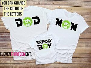 Baby Yoda Family Birthday and Gender Reveal Shirts