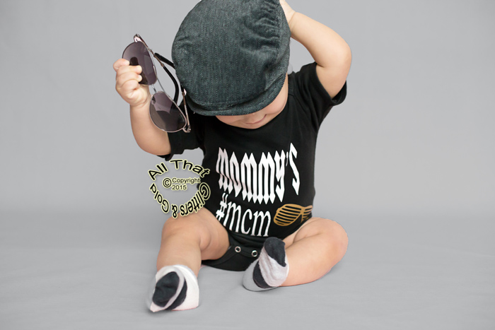 Black and Gold Glitter Mommy's #MCM Baby Boy Shirt