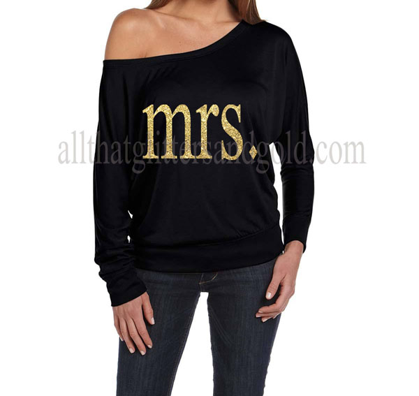 Cute Off The Shoulder Mrs. Shirts For Women