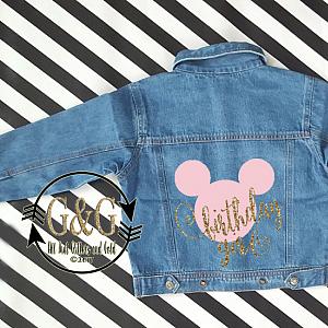 Personalized Minnie Mouse Birthday Girl Denim Jacket For Babies To Youth