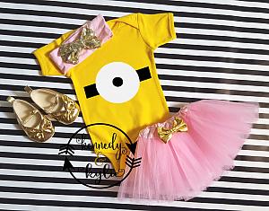 Cute Pink Minion Birthday Tutu Costume For Baby Girls and Little Girls