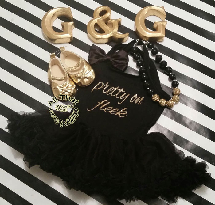 Gold Pretty On Fleek Black Boutique Tutu Dresses For Little Girls