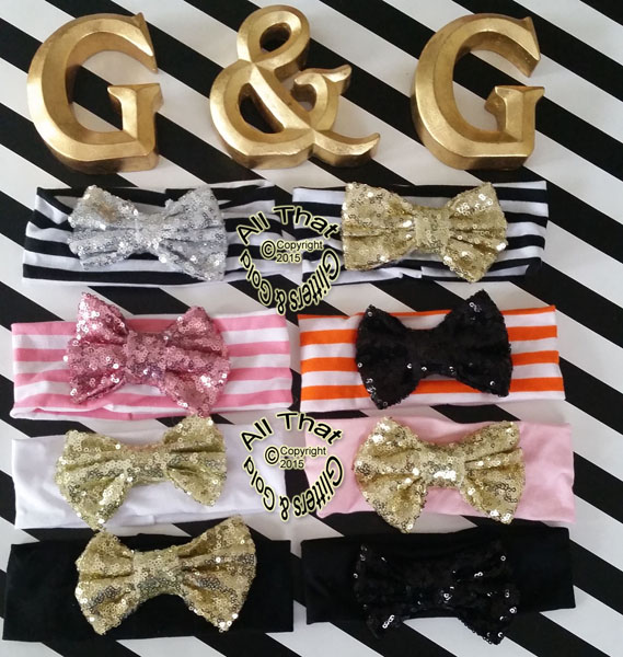 Baby and Little Girls Sequin Big Bow Headbands