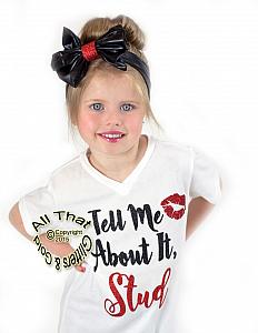 Black and Red Glitter Tell Me About It Stud Grease Baby Girl Outfit