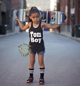 Black and White Tom Boy Shirts For Baby and Toddler Girls